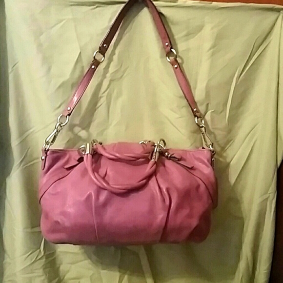 Sophia Madison Pleated Mauve Leather Satchel - Picture 2 of 11